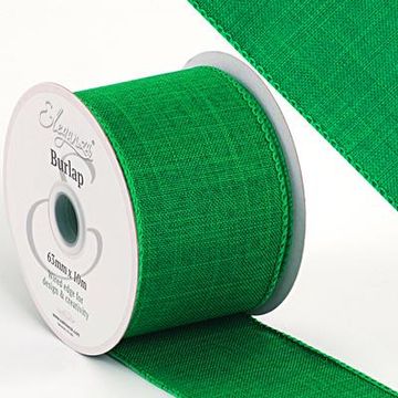 Eleganza Wired Edge Burlap 63mm x 10m Green No.50 - Ribbons